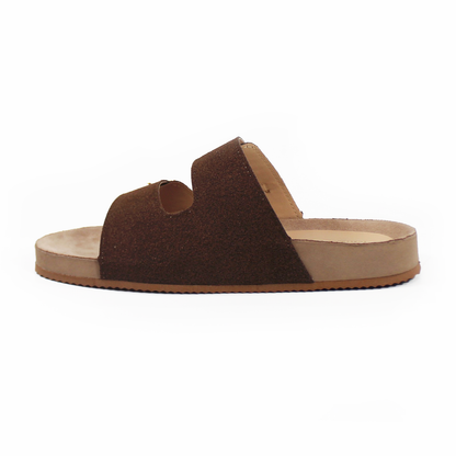 Sandalias de Piso Doble Hebilla Moka Gamuza de Dama TACZA
