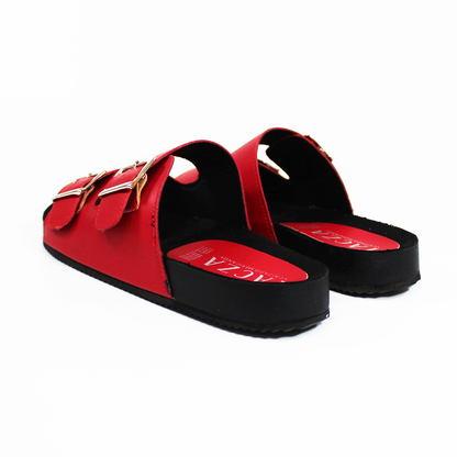 Sandalias de Piso Doble Hebilla Roja de Dama TACZA