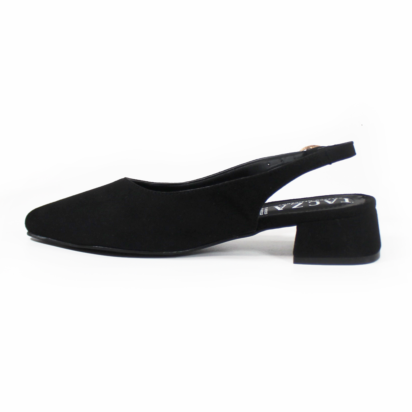 Zapatilla Slingback Destalonada Negro Ante TACZA