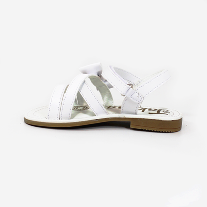Sandalia de Niña Blanca con Moño y Velcro JAKUNA
