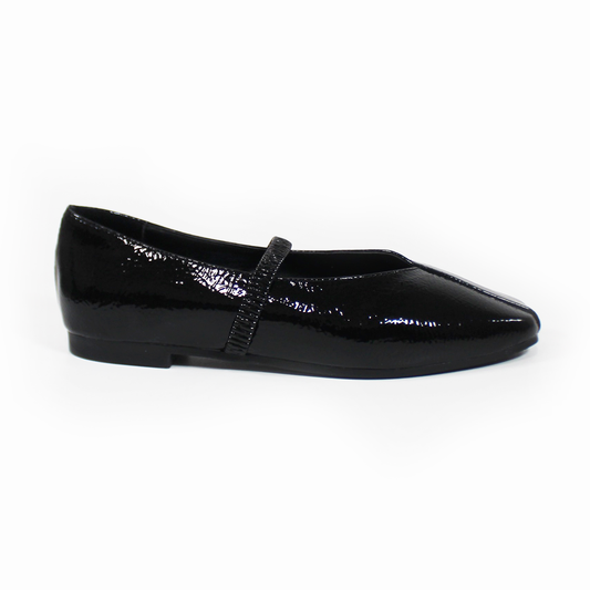 Flat Negro Charol con Elástico delgado en Empeine TACZA