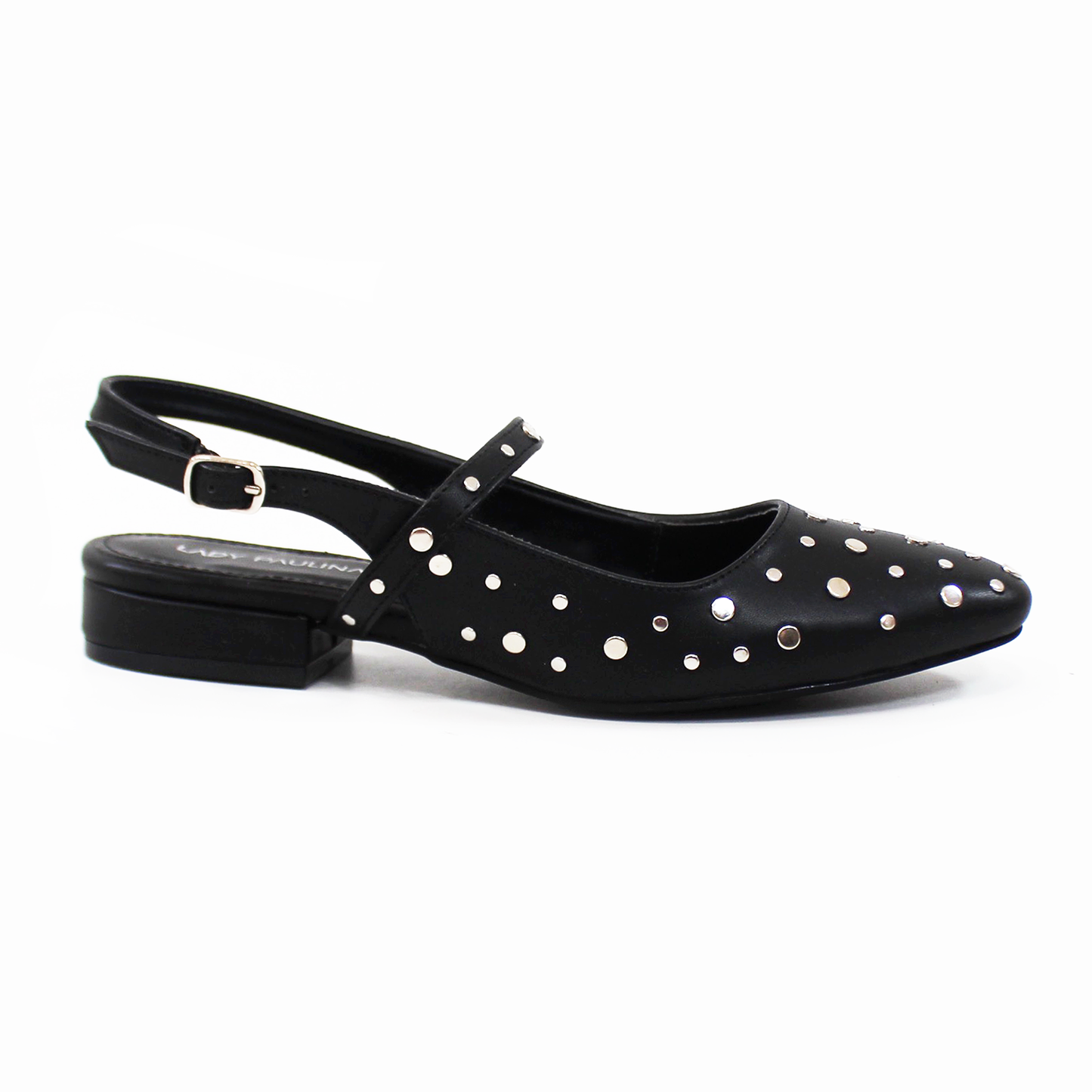 Flat Negro con Estoperoles Slingback de Dama LADY PAULINA