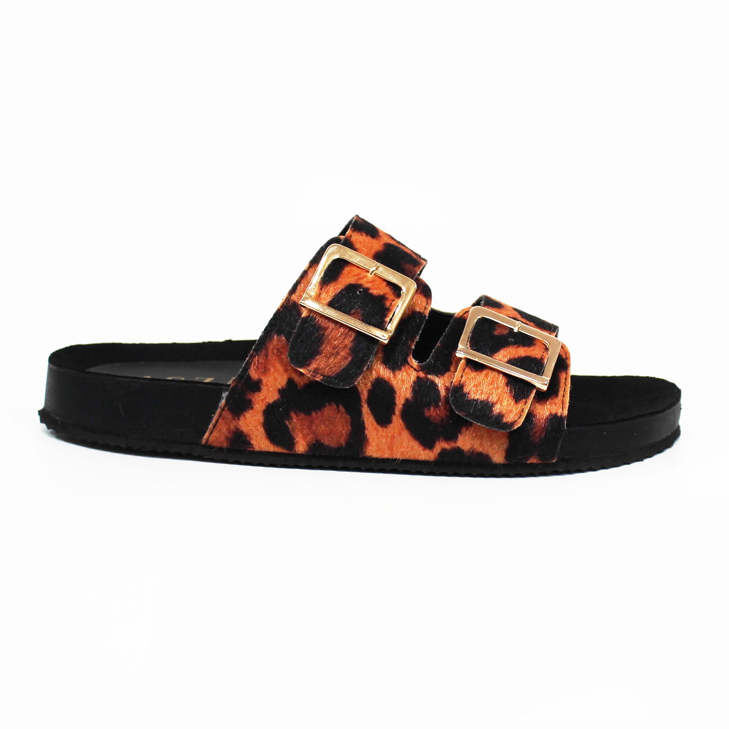 Sandalias de Piso Doble Hebilla Animal Print de Dama TACZA