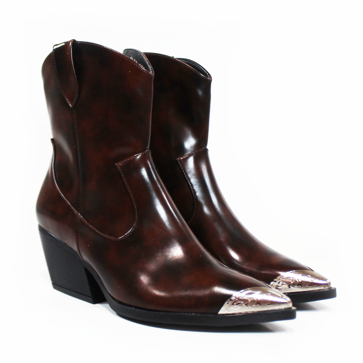 Botín Vaquera con Punta Metálica Marron Brocholeado de Dama SENTIES