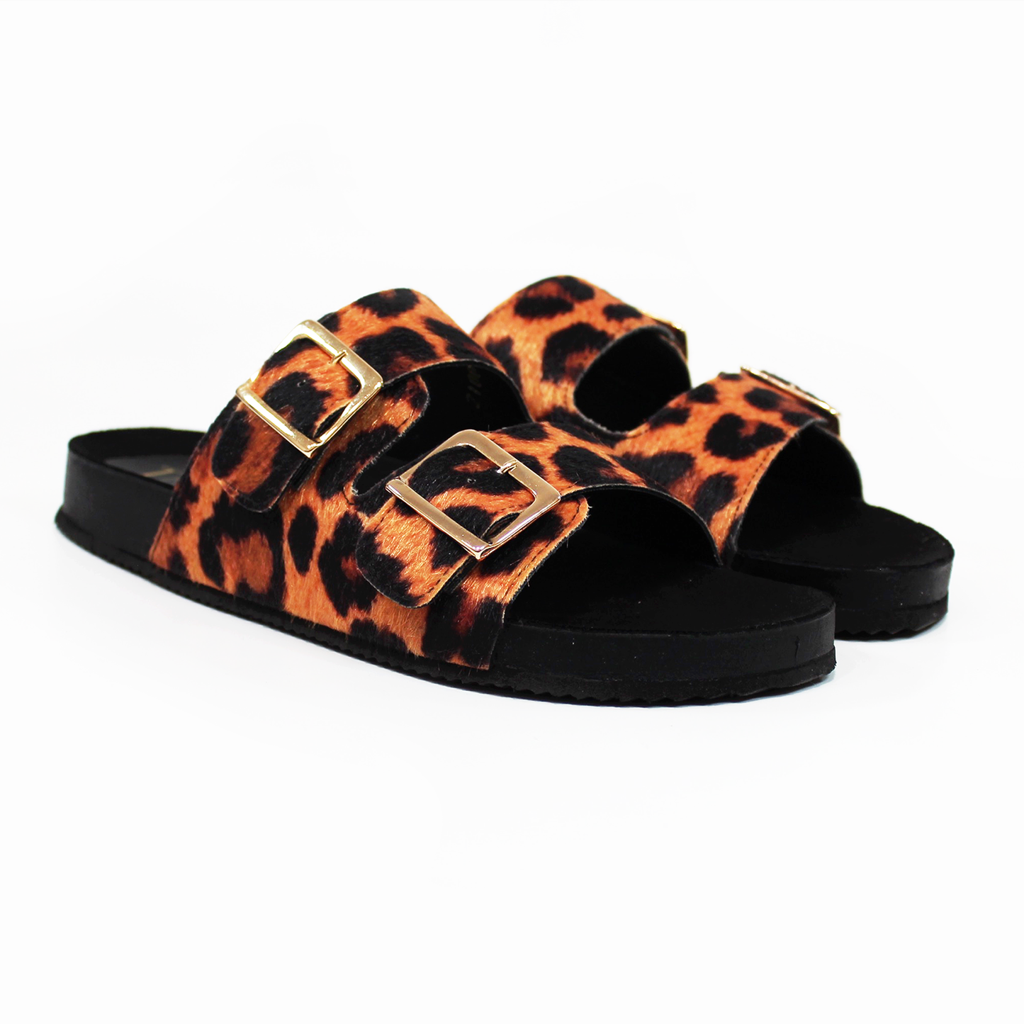 Sandalias de Piso Doble Hebilla Animal Print de Dama TACZA