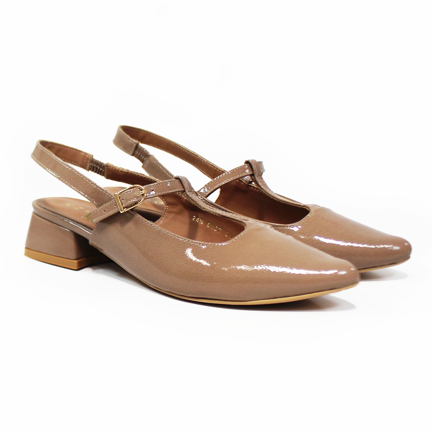 Zapatilla Mary Jane Puntal Destalonada Taupe Charol de Dama ANTONIE