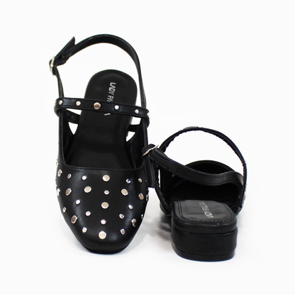 Flat Negro con Estoperoles Slingback de Dama LADY PAULINA