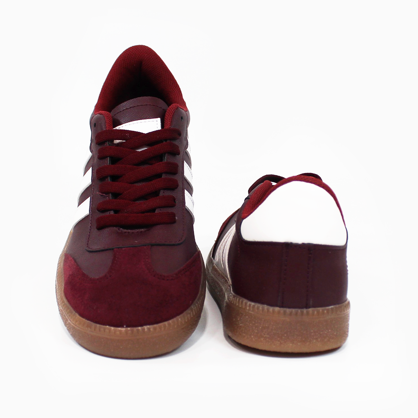 Tenis Sneaker tipo Samba Vino Burgundy con Blanco de Dama TACZA