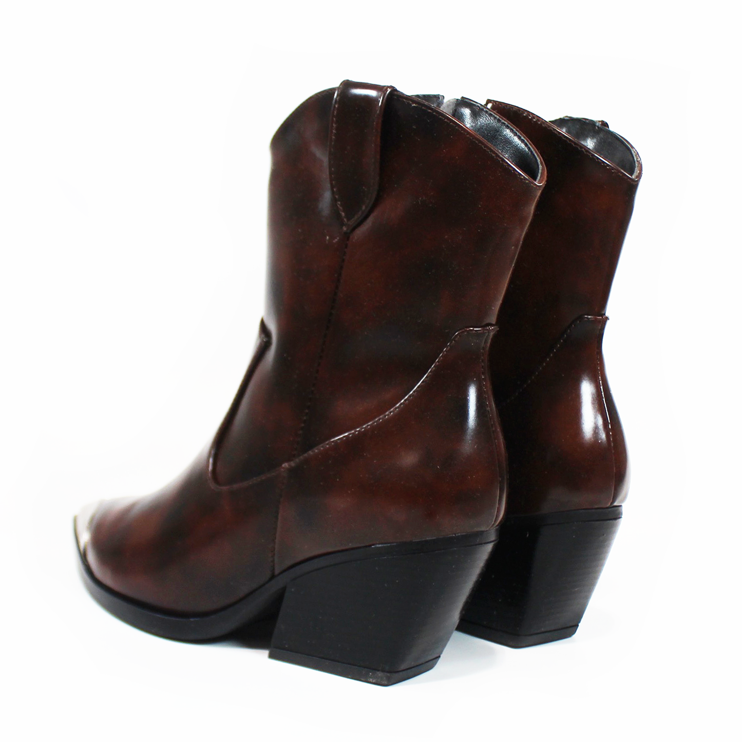 Botín Vaquera con Punta Metálica Marron Brocholeado de Dama SENTIES