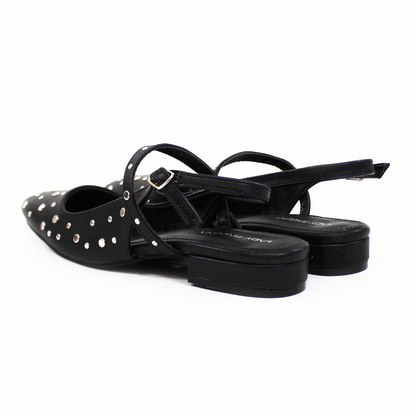 Flat Negro con Estoperoles Slingback de Dama LADY PAULINA