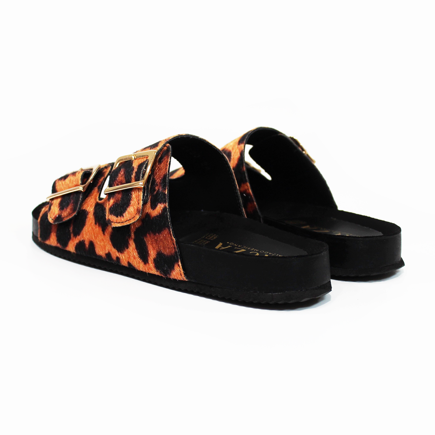 Sandalias de Piso Doble Hebilla Animal Print de Dama TACZA
