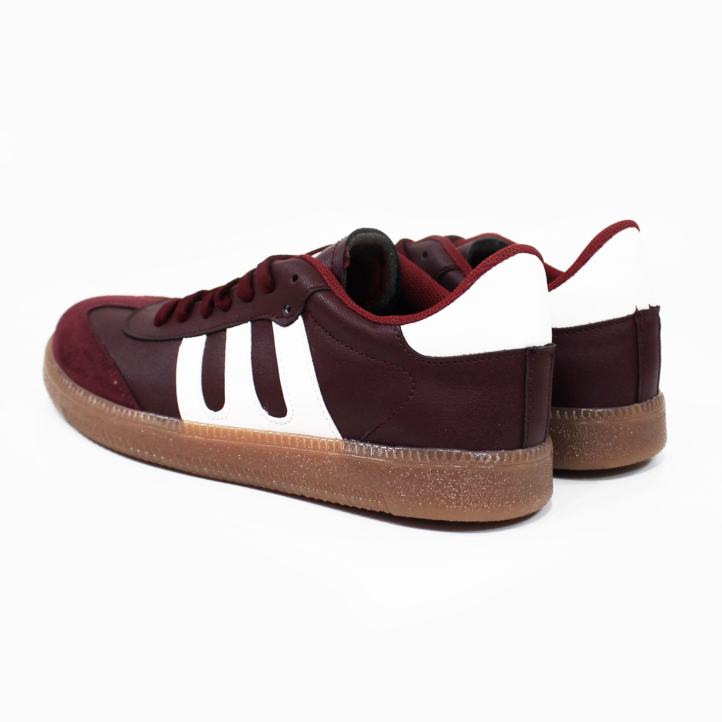 Tenis Sneaker tipo Samba Vino Burgundy con Blanco de Dama TACZA