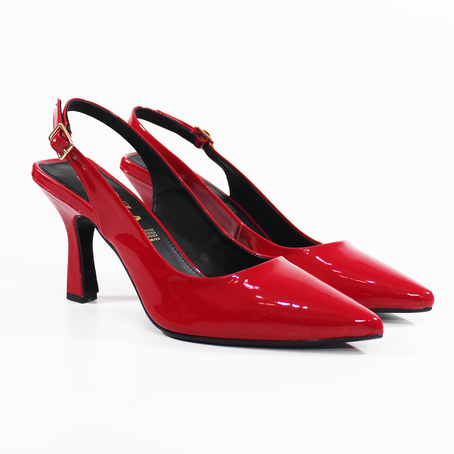 Zapatilla Slingback Puntal con tacón campana Destalonada Rojo Charol de Dama TACZA