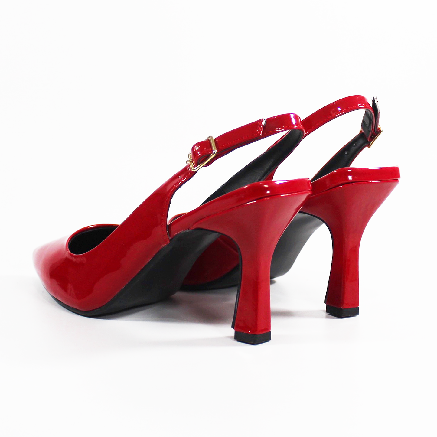 Zapatilla Slingback Puntal con tacón campana Destalonada Rojo Charol de Dama TACZA