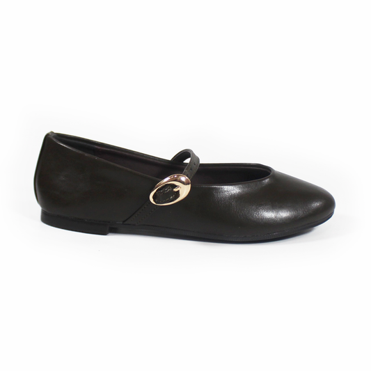 Flat Mary Jane Verde Olivo con Confort LADY PAULINA