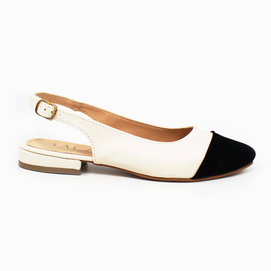 Flat Slingback Puntal Bicolor Late con Negro Destalonado de Dama TACZA