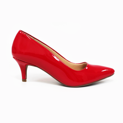 Zapatilla Confort Bajita Rojo Charol Tacón Delgado LADY PAULINA