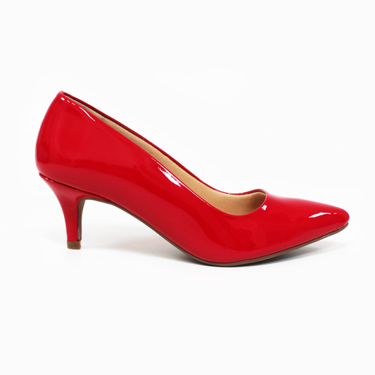 Zapatilla Confort Bajita Rojo Charol Tacón Delgado LADY PAULINA