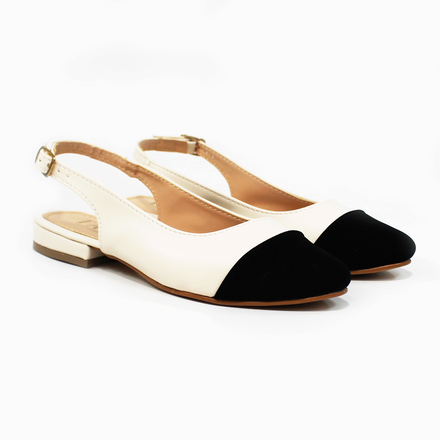 Flat Slingback Puntal Bicolor Late con Negro Destalonado de Dama TACZA