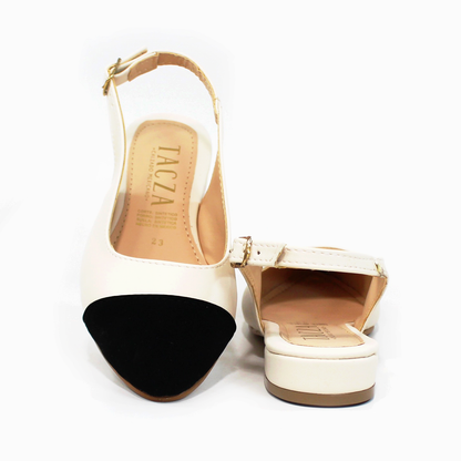 Flat Slingback Puntal Bicolor Late con Negro Destalonado de Dama TACZA