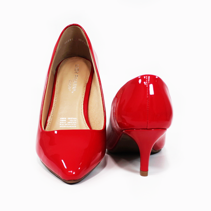 Zapatilla Confort Bajita Rojo Charol Tacón Delgado LADY PAULINA