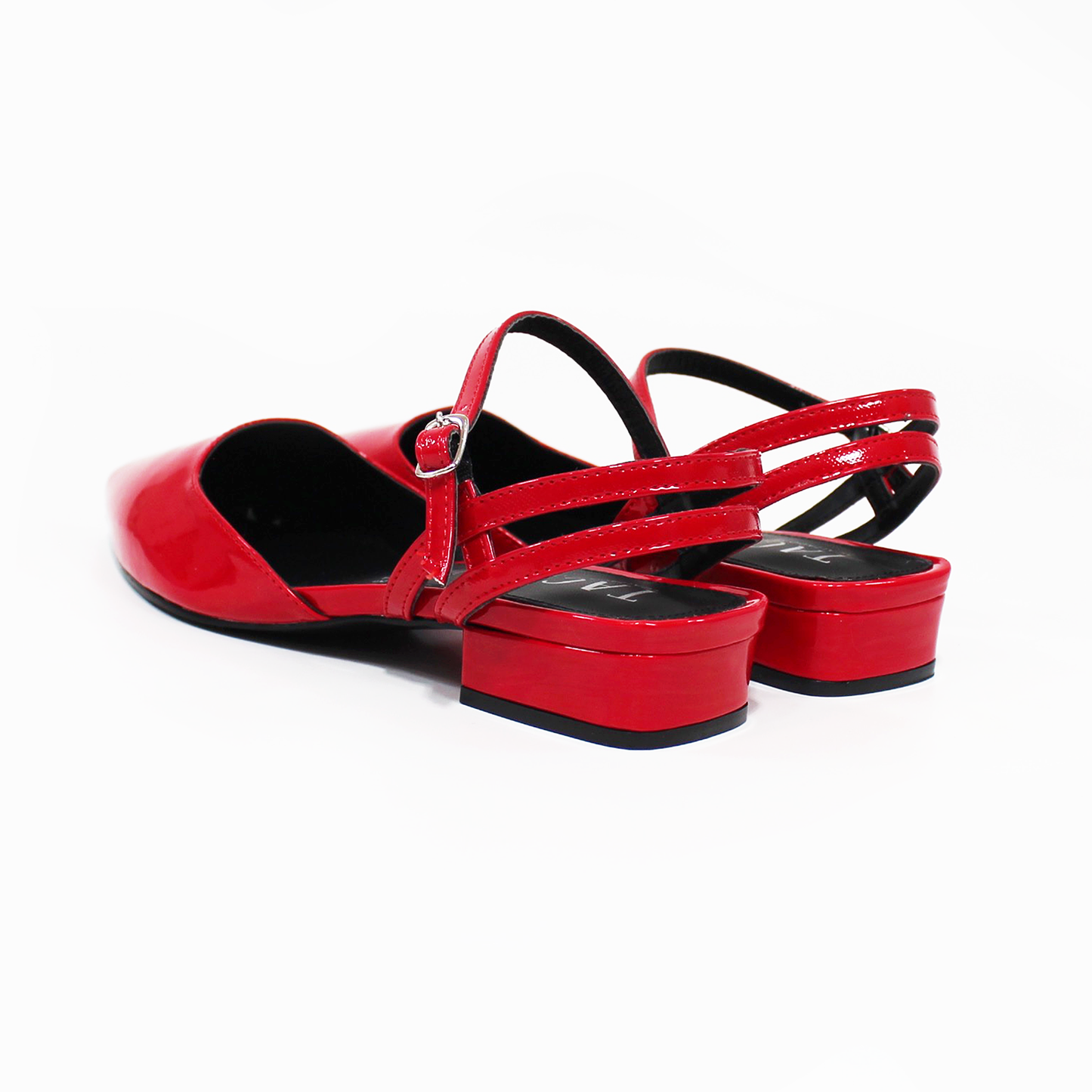 Flat Slingback puntal con Pulsera  Destalonado Rojo Charol de Dama TACZA
