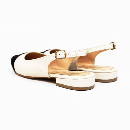 Flat Slingback Puntal Bicolor Late con Negro Destalonado de Dama TACZA