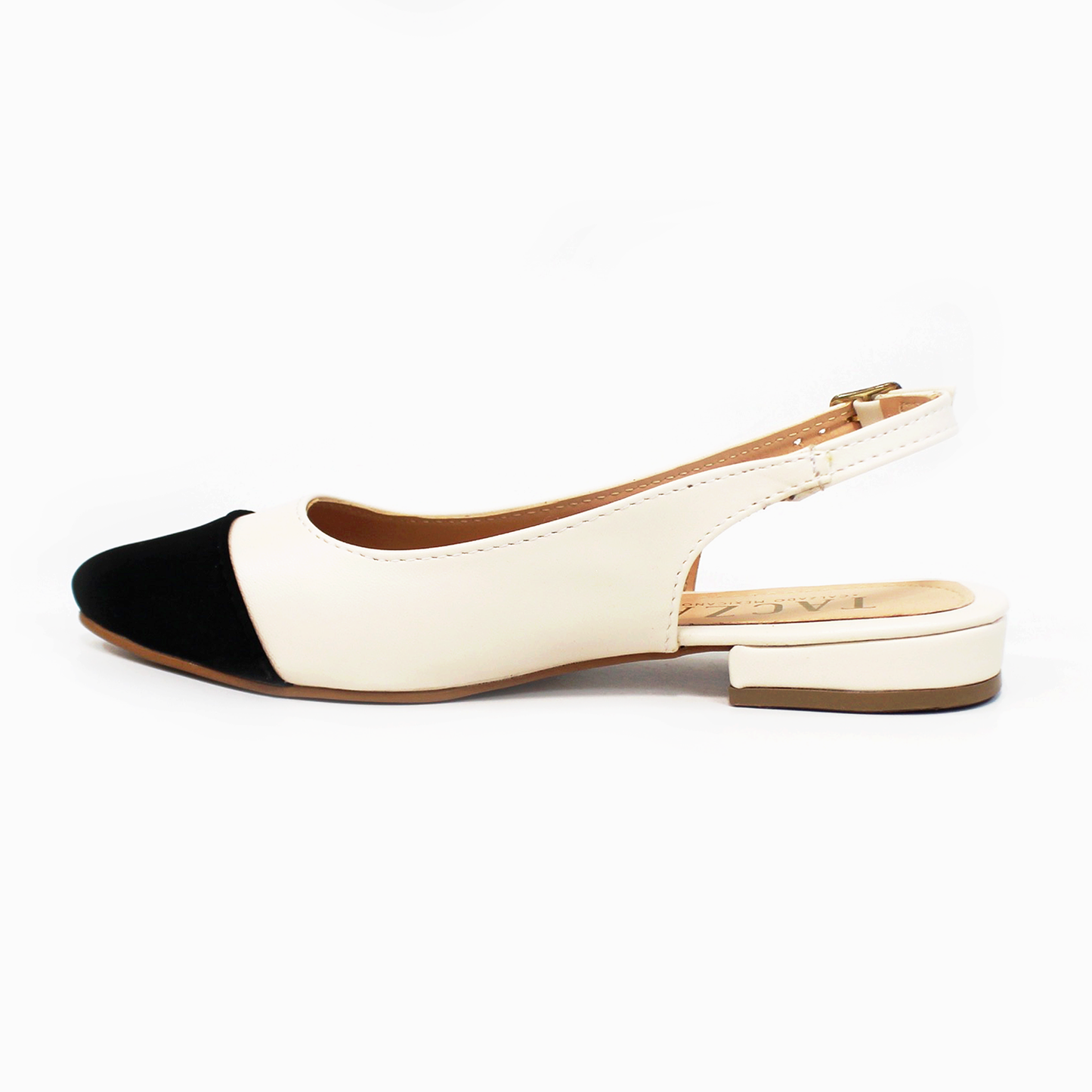 Flat Slingback Puntal Bicolor Late con Negro Destalonado de Dama TACZA