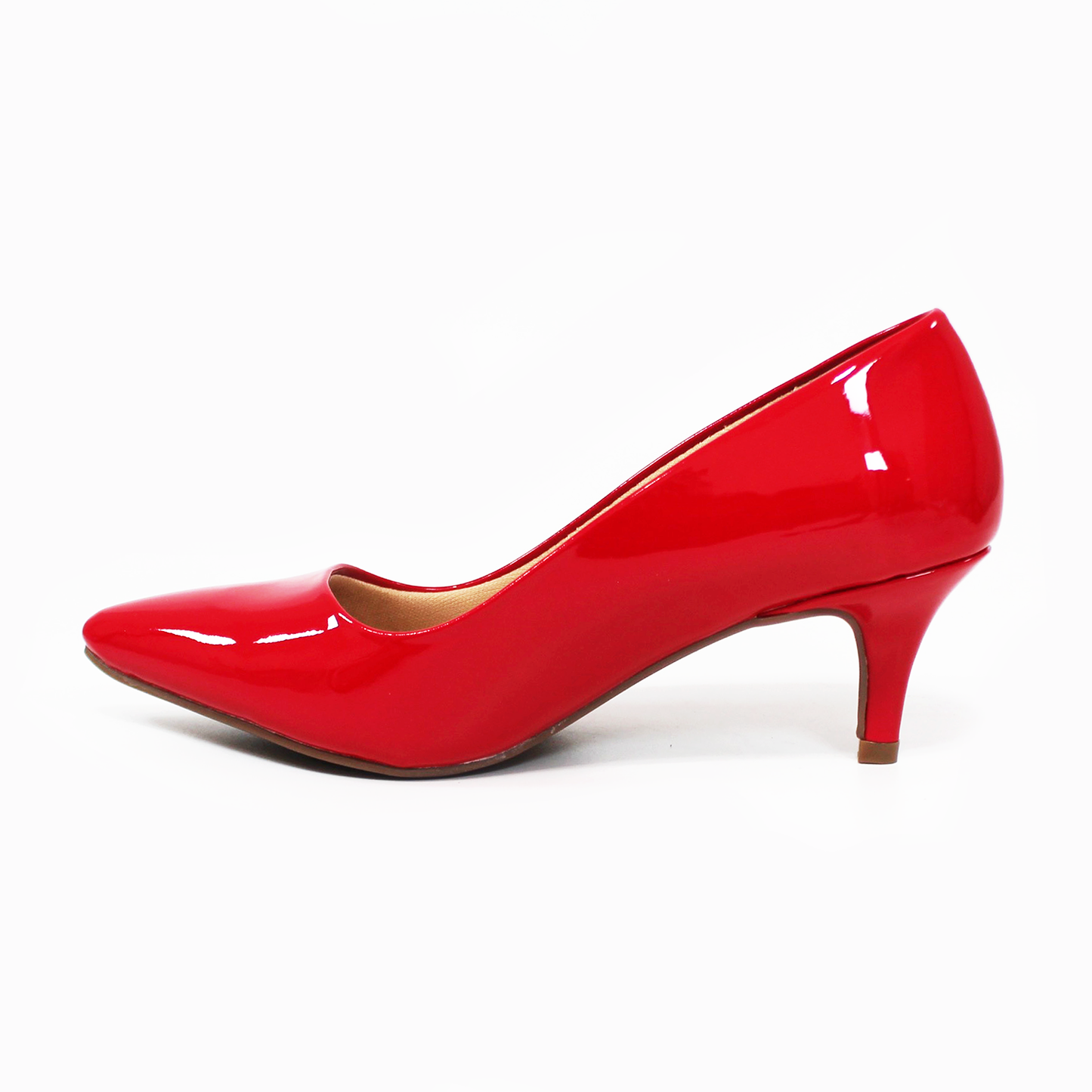 Zapatilla Confort Bajita Rojo Charol Tacón Delgado LADY PAULINA
