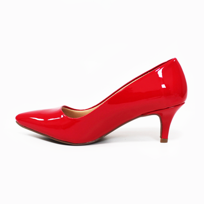 Zapatilla Confort Bajita Rojo Charol Tacón Delgado LADY PAULINA
