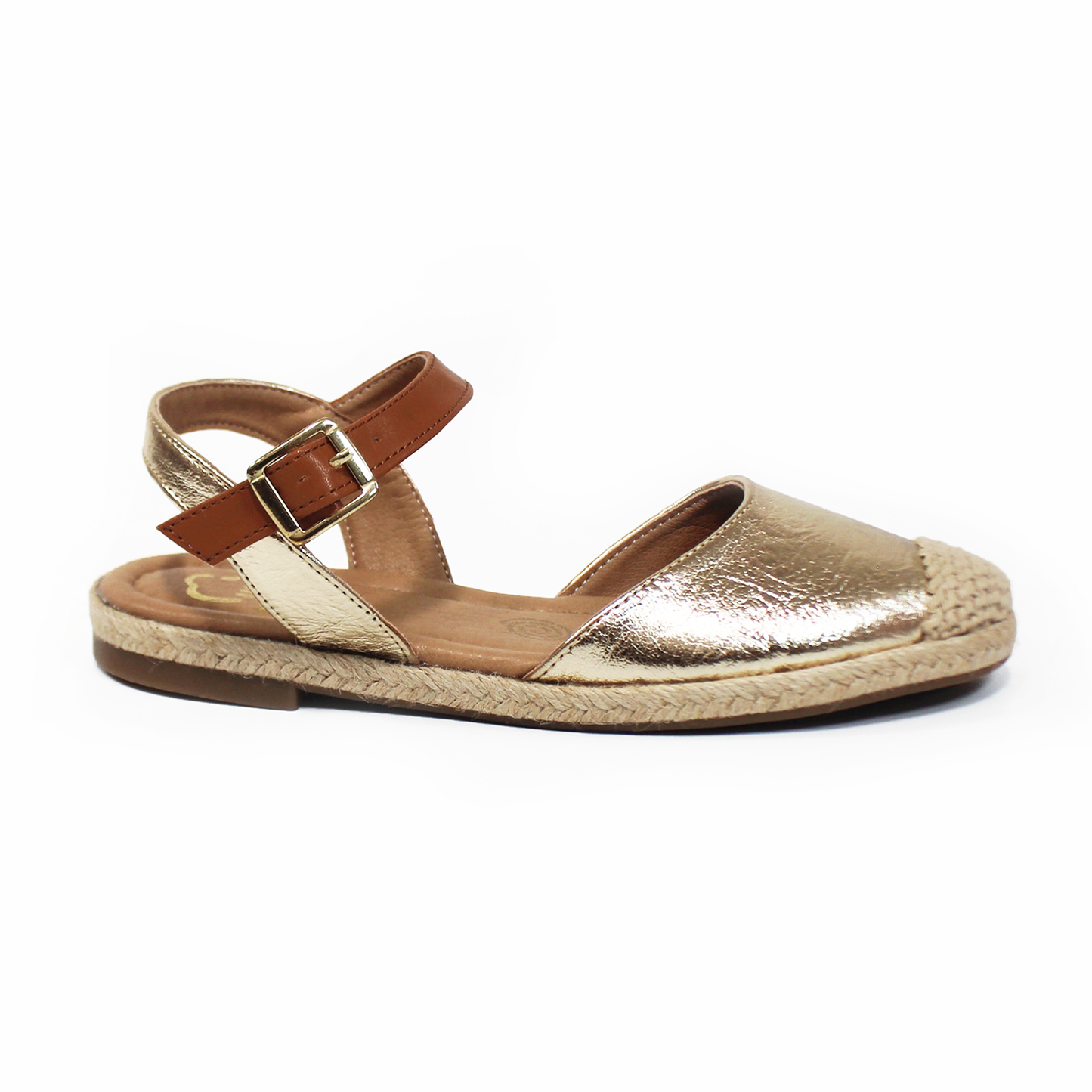 Alpargata NOMADAS Oro de Piso con Yute y Pulsera en Tobillo de Dama
