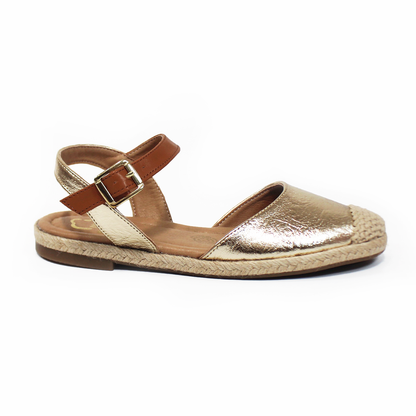 Alpargata NOMADAS Oro de Piso con Yute y Pulsera en Tobillo de Dama