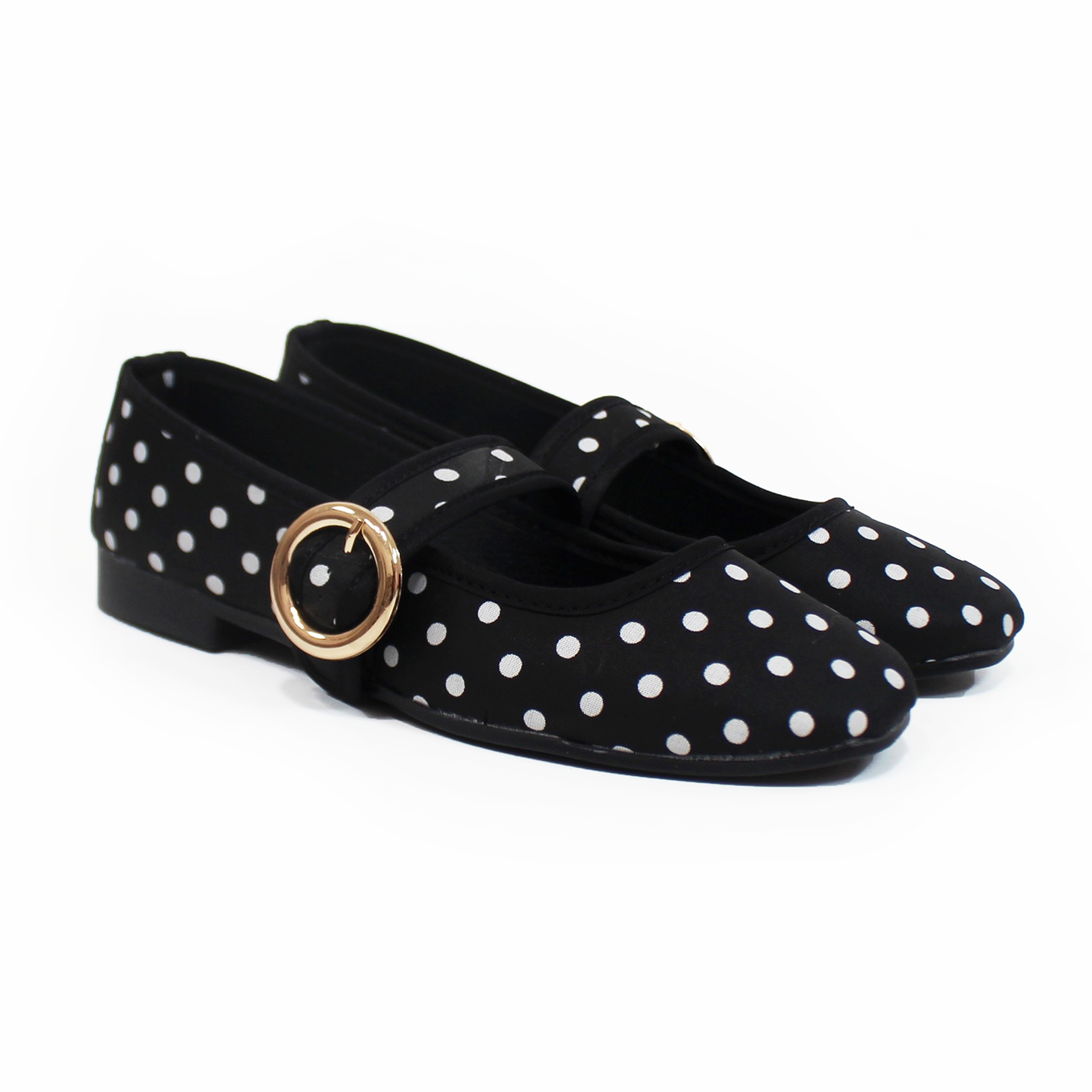 Flat Mary Jane Negro con Lunares Blancos TACZA