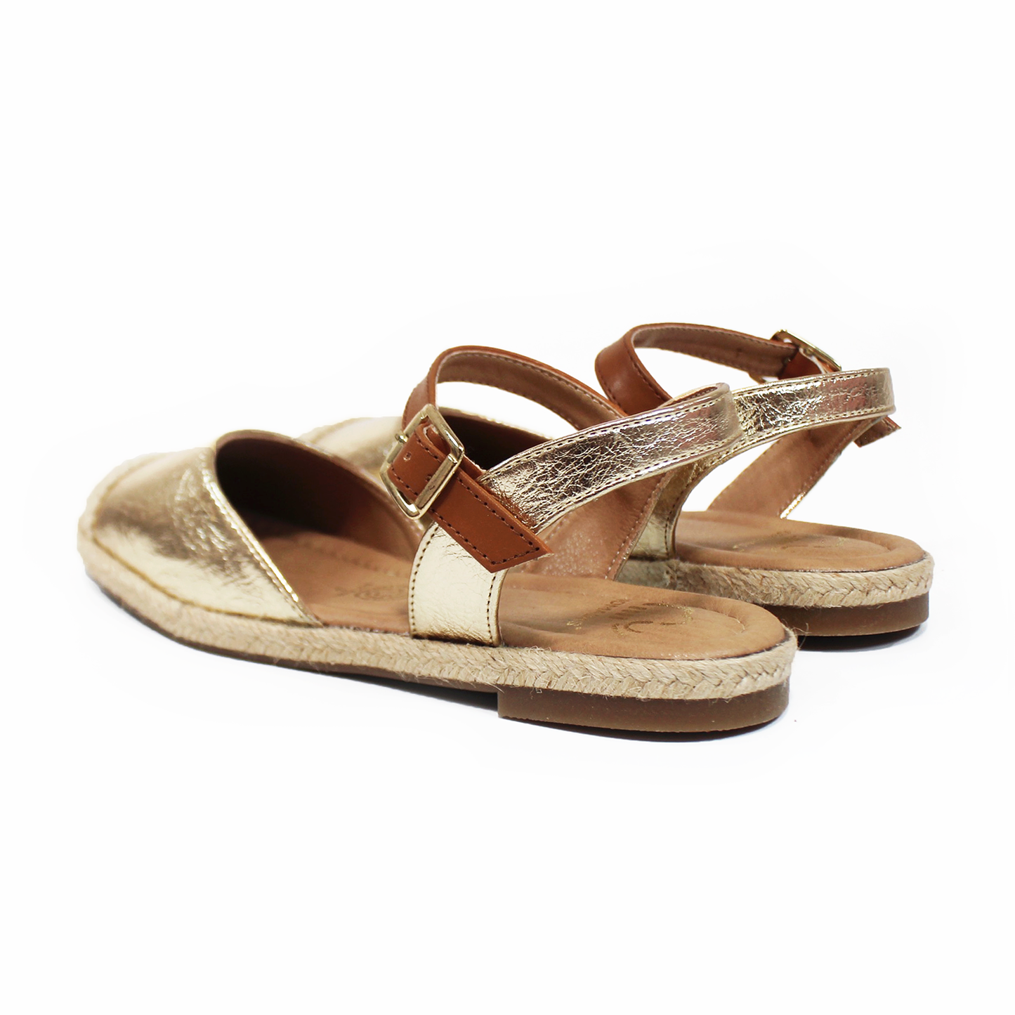 Alpargata NOMADAS Oro de Piso con Yute y Pulsera en Tobillo de Dama