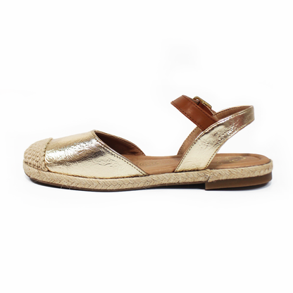 Alpargata NOMADAS Oro de Piso con Yute y Pulsera en Tobillo de Dama