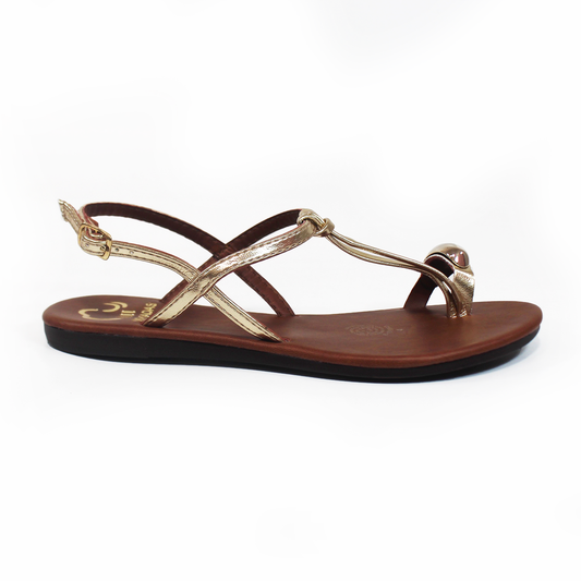 Sandalia de Plana NOMADAS Oro con Dedal Metálico de Dama