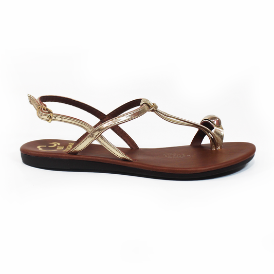 Sandalia de Plana NOMADAS Oro con Dedal Metálico de Dama