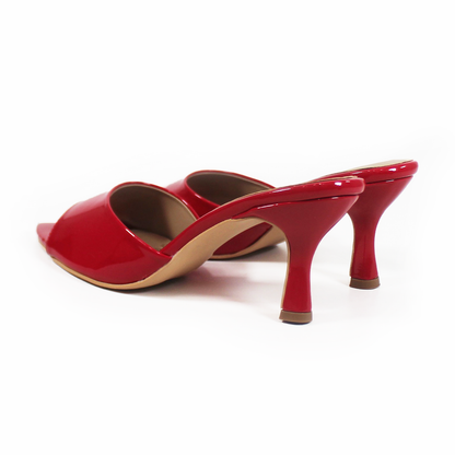 Mule Puntal de Tacón Rojo Charol TACZA