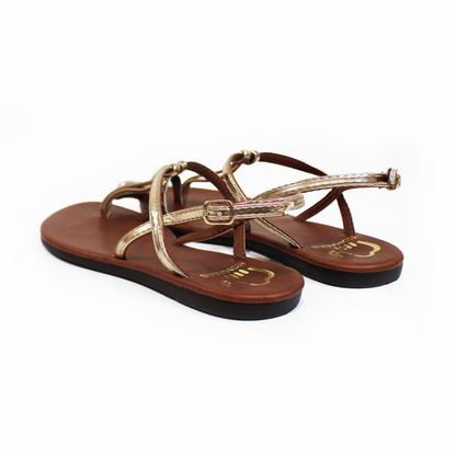 Sandalia de Plana NOMADAS Oro con Dedal Metálico de Dama