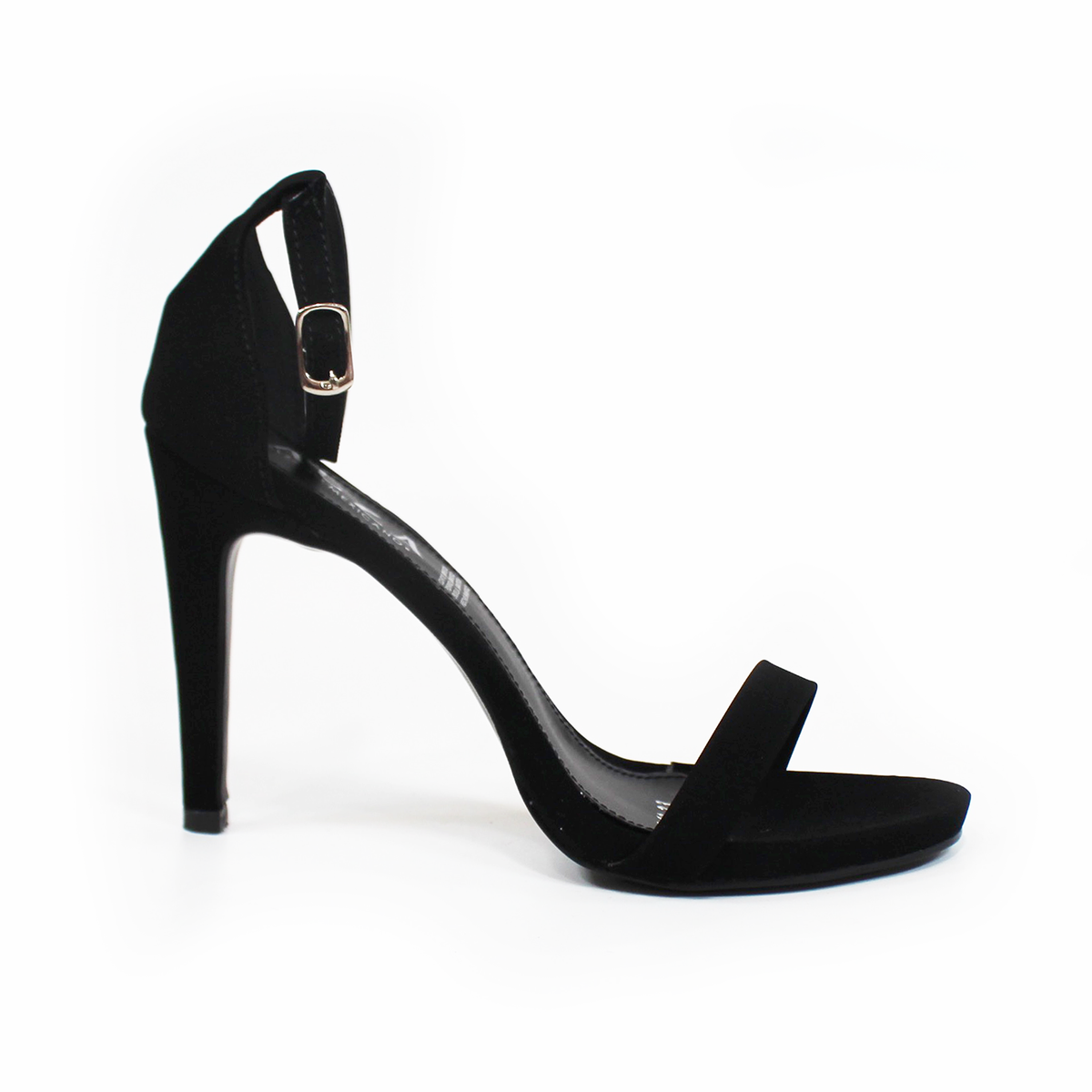 Sandalia de Tacón Stiletto Negro Ante TACZA