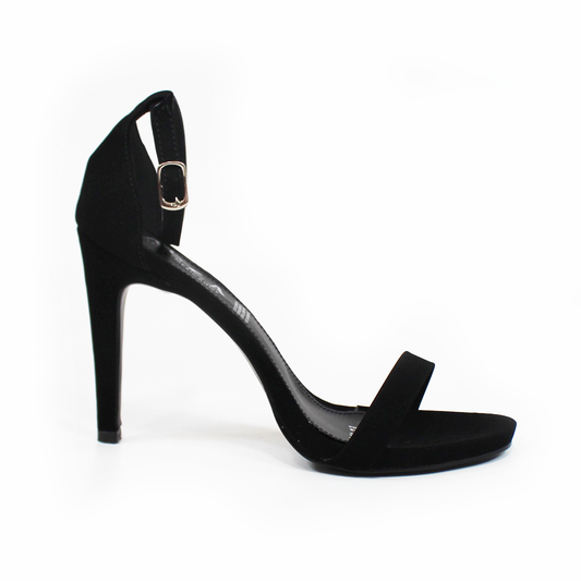 Sandalia de Tacón Stiletto Negro Ante TACZA