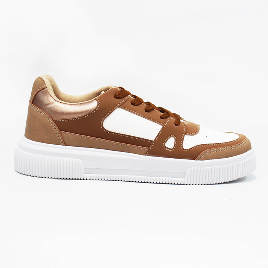 Tenis Sneaker Casual Camel con Blanco de Dama TACZA