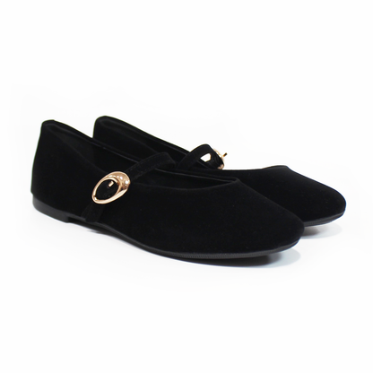 Flat Mary Jane Negro Ante con Confort LADY PAULINA