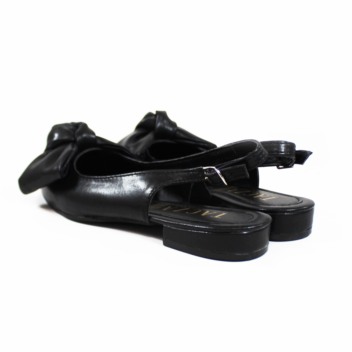 Flat Slingback Puntal con Moño Negro de Dama TACZA