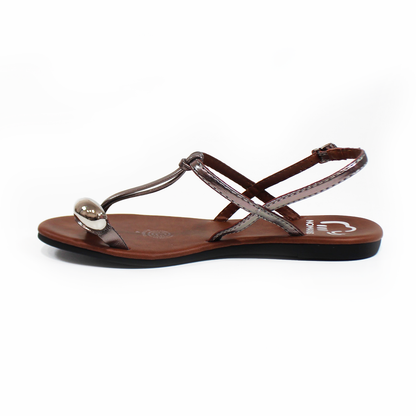 Sandalia de Plana NOMADAS Inox con Dedal Metálico de Dama