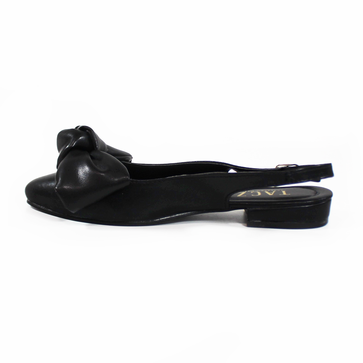 Flat Slingback Puntal con Moño Negro de Dama TACZA