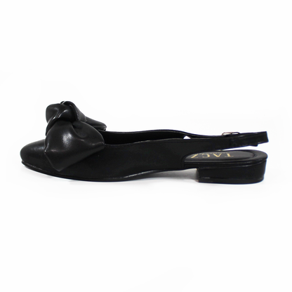 Flat Slingback Puntal con Moño Negro de Dama TACZA