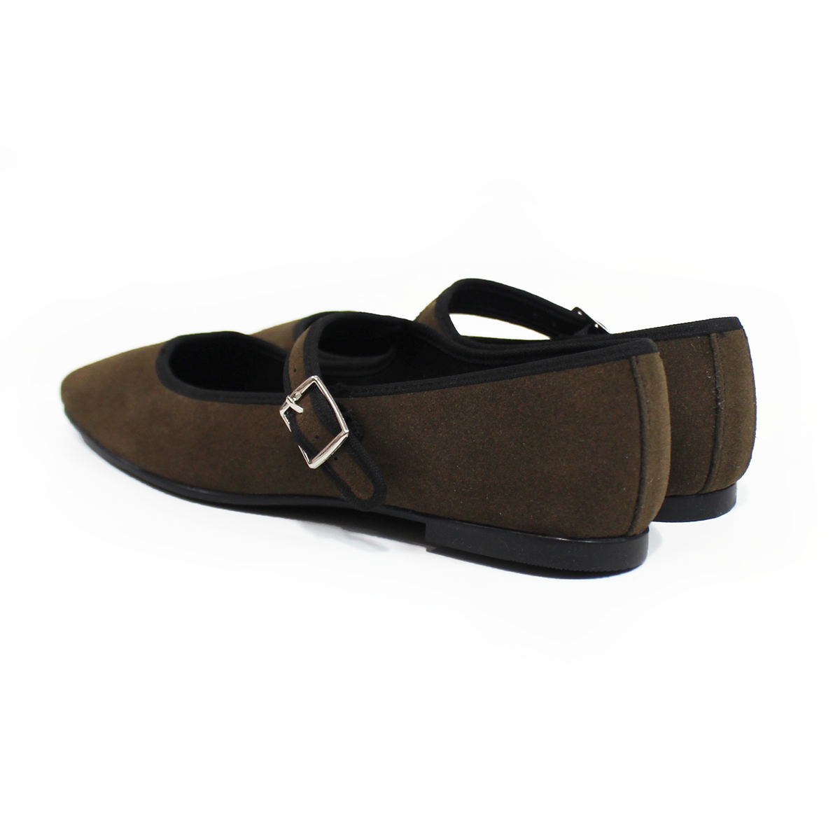 Flat Mary Jane Verde Militar Ante con Confort LADY PAULINA