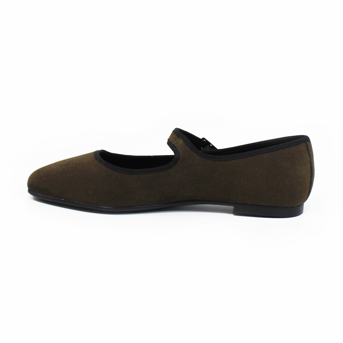 Flat Mary Jane Verde Militar Ante con Confort LADY PAULINA