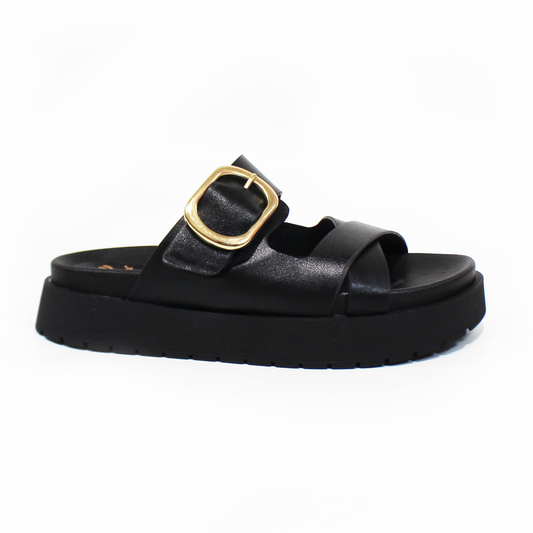 Sandalia Plataforma NOMADAS Negra y Detalle con Hebilla de Dama